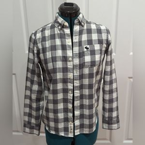 Abercrombie kids 11/12 grey check button down dress or casual dress shirt.